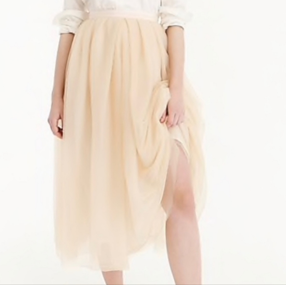J. Crew Cream Midi Tulle Skirt